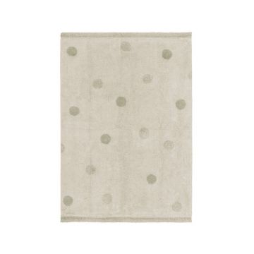 Covor pentru copii kaki/crem lavabil/țesut manual din bumbac 120x160 cm Hippy Dots Olive – Lorena Canals