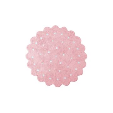 Covor pentru copii roz lavabil/țesut manual din bumbac ø140 cm Little Biscuit Pink – Lorena Canals