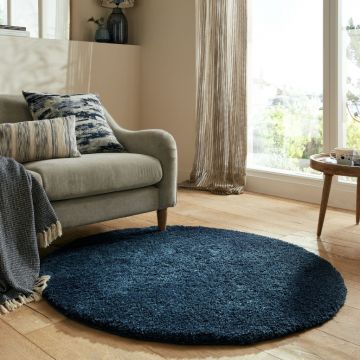 Covor Feather Soft Bleumarin 133X133 cm, rotund, Flair Rugs