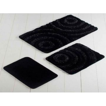 Set 3 Covorase de Baie Wave Negru (Acryl)