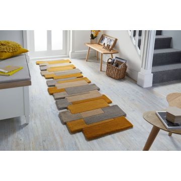 Covor traversă Collage Galben Ochre/Natural 60X230 cm, Flair Rugs