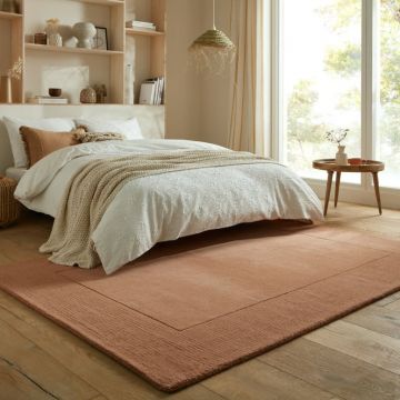 Covor Textured Wool Border Portocaliu 160X230 cm, Flair Rugs