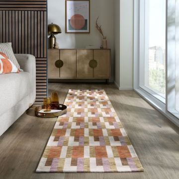 Covor traversa Manhattan Riley Block Geo Natural 60X230 cm, Flair Rugs