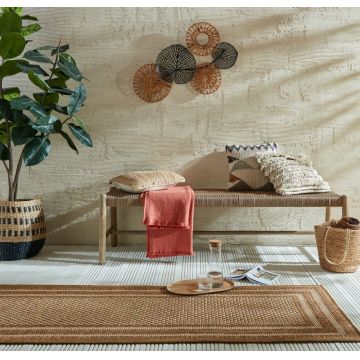 Covor traversa Sylvie Layla Border Natural 80X230 cm, Flair Rugs