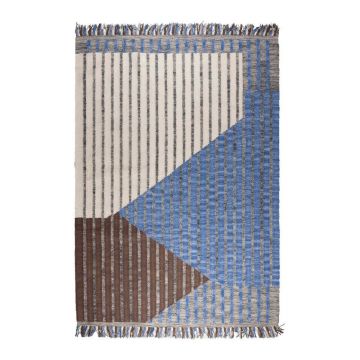 Covor albastru/maro din bumbac 160x230 cm Hampton – Dutchbone Covor albastru/maro din bumbac 160x230 cm Hampton – Dutchbone