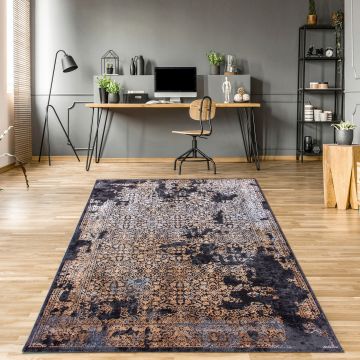 Covor, E1837, 200x290 cm, Poliester, Antracit / Aur Covor, E1837, 200x290 cm, Poliester, Antracit / Aur