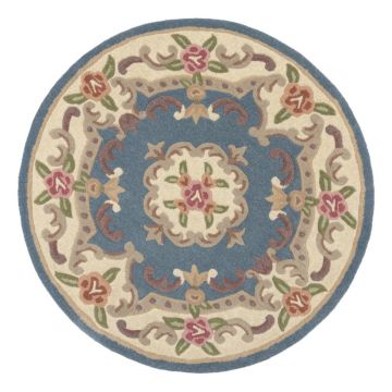 Covor din lână Flair Rugs Aubusson, ⌀ 120 cm, albastru