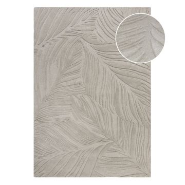 Covor din lână Flair Rugs Lino Leaf, 160 x 230 cm, gri