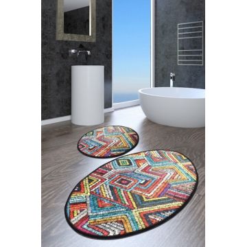 Set 2 covorase de baie Maglie DJT, Chilai, 50x60 cm/60x100 cm, multicolor