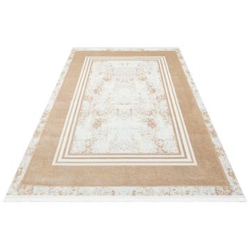 Covor de hol, St 17 Beige Xw , 80x150 cm, Poliester, Bej/Alb