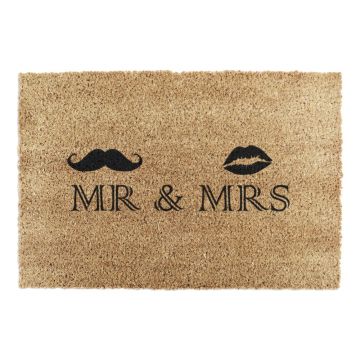 Covoraș de intrare din fibre de nucă de cocos 40x60 cm Mr and Mrs – Artsy Doormats