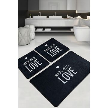 Set covoraș de baie (3 bucăți), Chilai, Con Amore Djt, Poliester, Multicolor