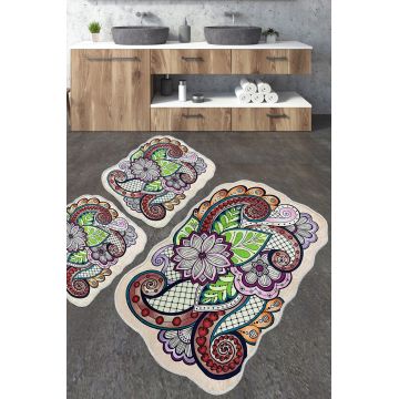 Set covoraș de baie (3 bucăți), Chilai, Forme, Poliester, Multicolor