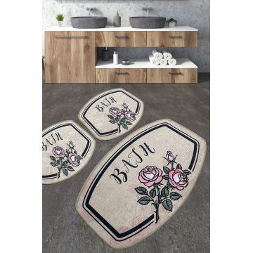 Set covoraș de baie (3 bucăți), Chilai, Mand, Poliester, Multicolor