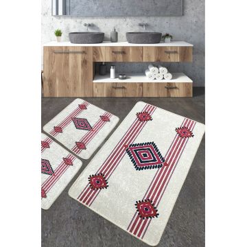 Set covoraș de baie (3 bucăți), Chilai, Meore, Poliester, Multicolor