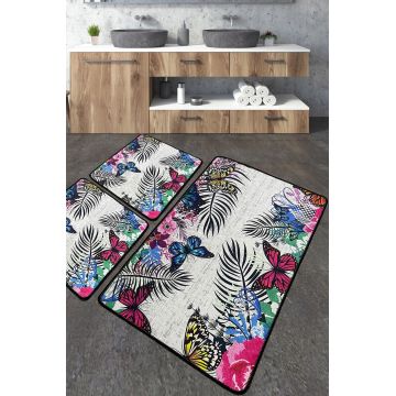 Set covoraș de baie (3 bucăți), Chilai, Noirobi, Poliester, Multicolor