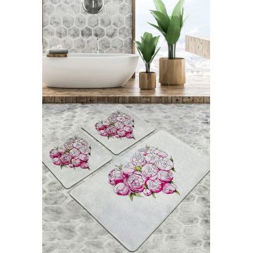 Set covoraș de baie (3 bucăți), Chilai, Peonia Djt, Poliester, Multicolor