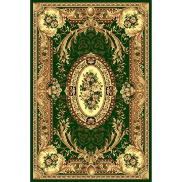 Covor clasic Gold 042/32, polipropilena BCF, verde/bej, 80 x 150 cm