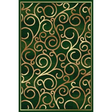 Covor clasic Gold 277/32, polipropilena BCF, verde-bej, 100 x 200 cm